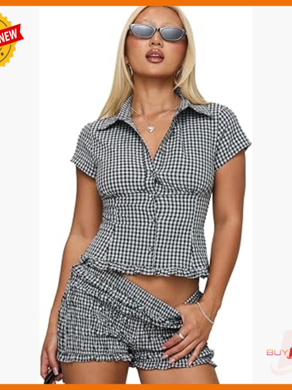 Shirred Puff Sleeve Blouse, Fitted Crop Top, Rayon Polyester Blend